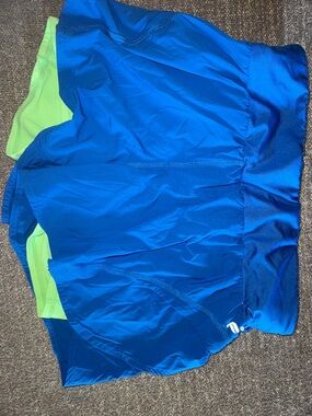 Fabletics Blue Athletic Shorts with Lime Liner